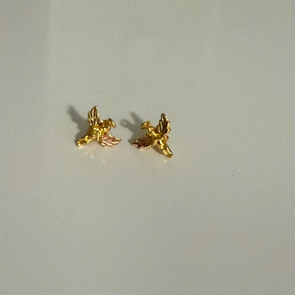 Gold and Pink Angel Earrings - Picture 2 of 5